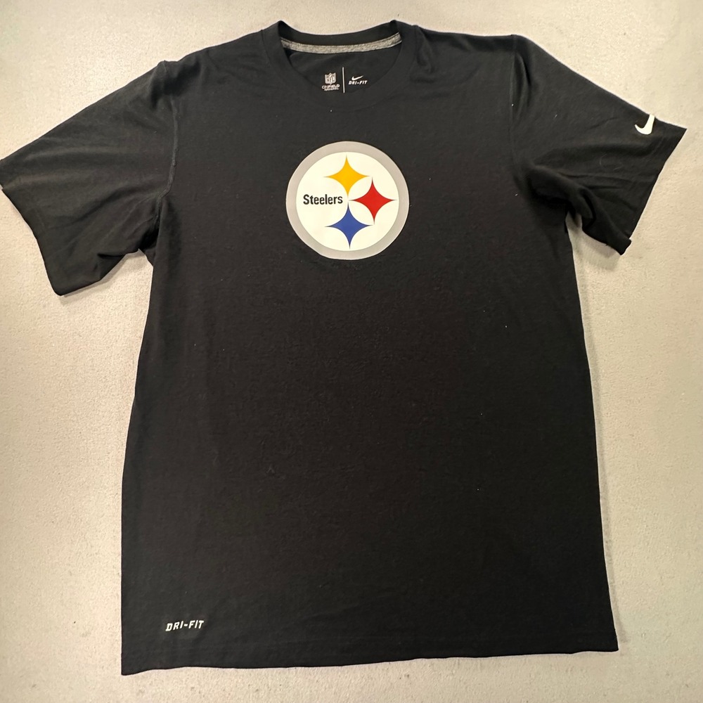 Nike NFL Onfield Pittsburgh Steelers Dri-FIT Black Graphic T-Shirt Mens Medium